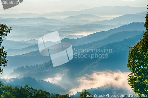 Image of Blue Ridge Parkway Scenic Mountains Overlook Summer Landscape