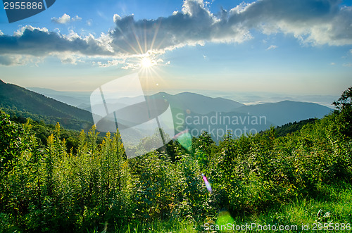 Image of Sunrise over Blue Ridge Mountains Scenic Overlook 