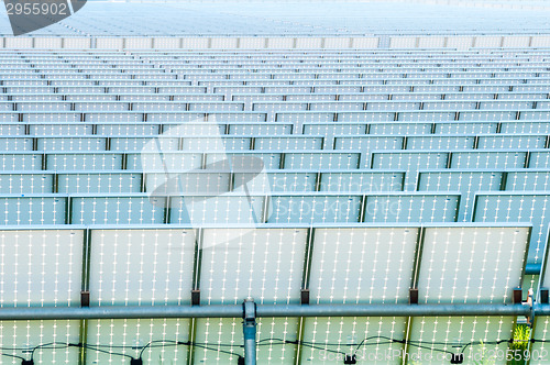Image of solar panels field on a sunny day
