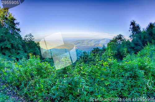 Image of Blue Ridge Parkway National Park Sunset Scenic Mountains summer 