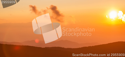 Image of Blue Ridge Parkway Autumn Sunset over Appalachian Mountains 