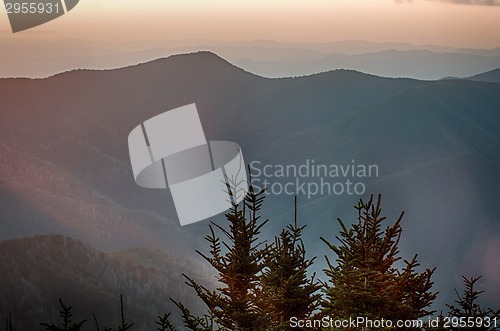 Image of The simple layers of the Smokies at sunset - Smoky Mountain Nat.