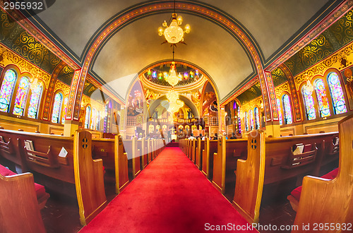 Image of Charlotte, nc, September 7, 2014 - interior of  Holy Trinity Gre