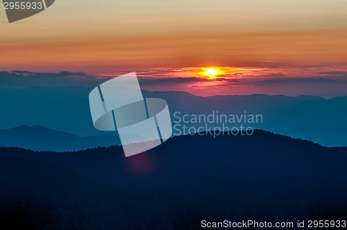 Image of Blue Ridge Parkway Autumn Sunset over Appalachian Mountains 