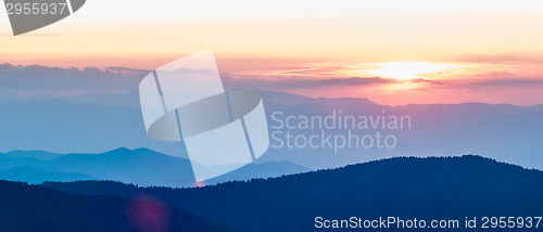 Image of Blue Ridge Parkway Autumn Sunset over Appalachian Mountains 