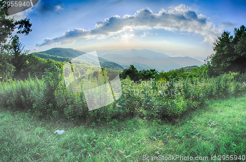 Image of Sunrise over Blue Ridge Mountains Scenic Overlook 