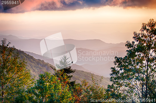 Image of The simple layers of the Smokies at sunset - Smoky Mountain Nat.