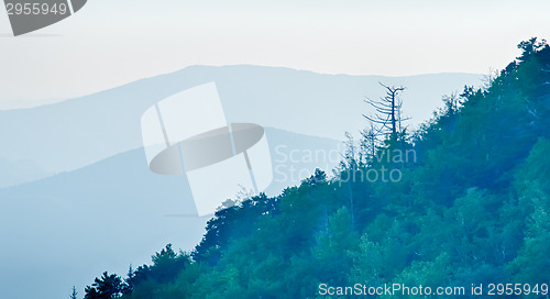 Image of Panorama  of mountain ridges silhouettes