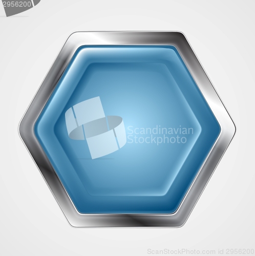 Image of Blue and metallic hexagon shape logo