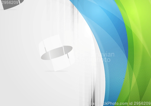 Image of Abstract vibrant tech waves background