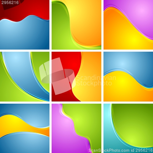 Image of Abstract bright wavy backgrounds set