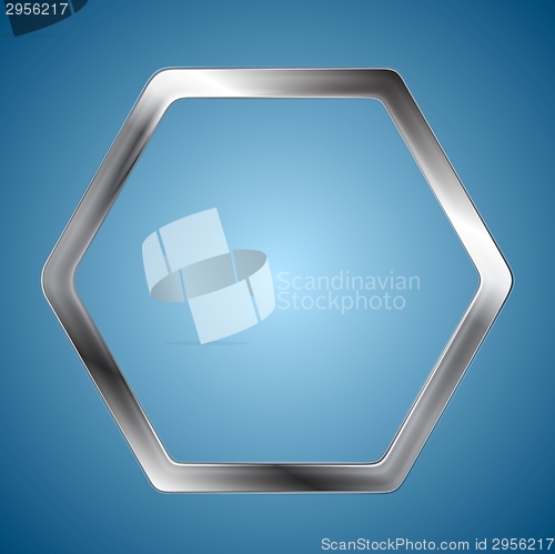 Image of Abstract metallic hexagon logo background