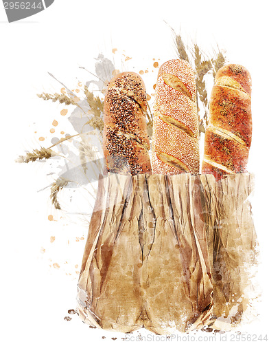 Image of Watercolor Image Of Bread Loaves