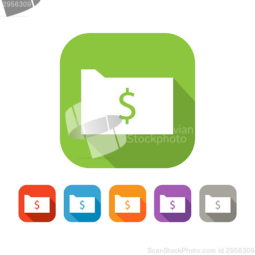 Image of Color set of flat folder with dollar