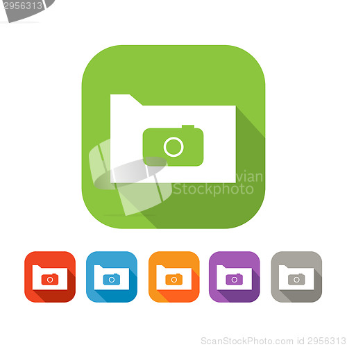 Image of Color set of flat folder with camera