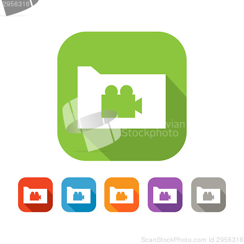 Image of Color set of flat folder with video sign