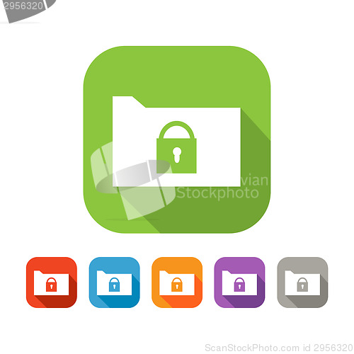 Image of Color set of flat folder with lock