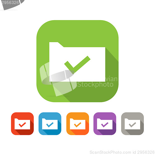 Image of Color set of flat folder with tick