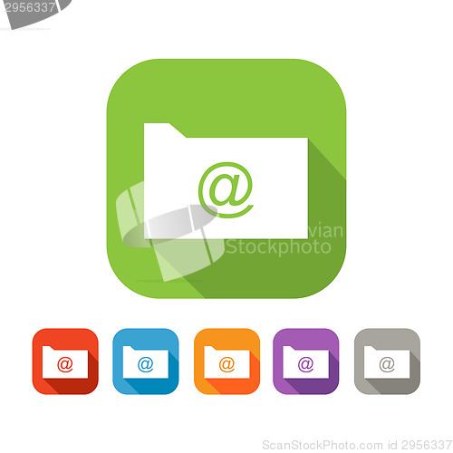 Image of Color set of flat folder with mail sign