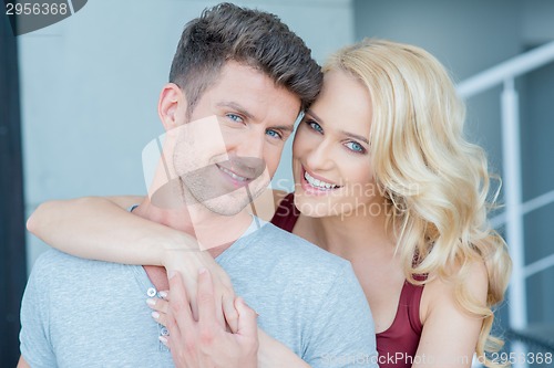 Image of Smiling Young White Romantic Couple