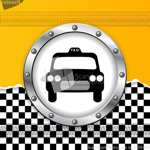 Image of Taxi background with ripped paper and metallic icon