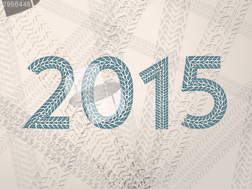 Image of Year 2015 text with tire tracks