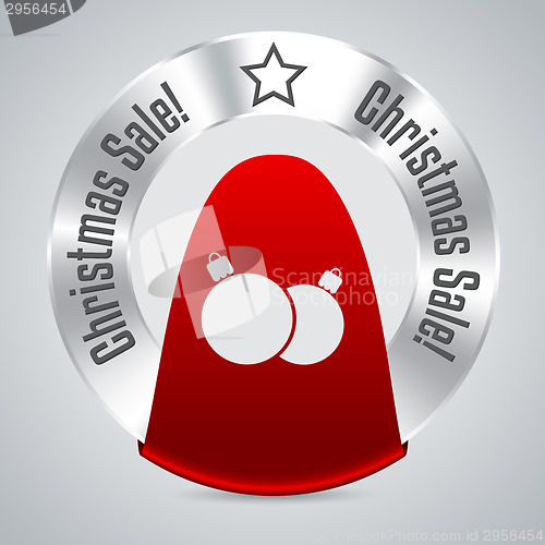 Image of Christmas badge with red ribbon