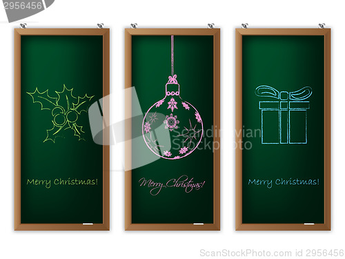 Image of Christmas label set with christmas decorations