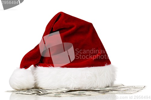 Image of Santa hat on dollars