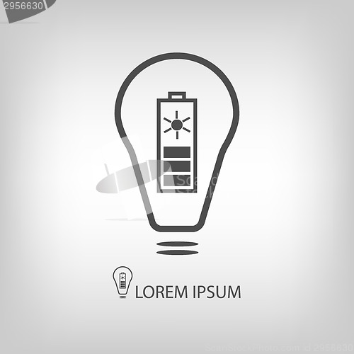 Image of Bulb with solar battery as eco energy symbol