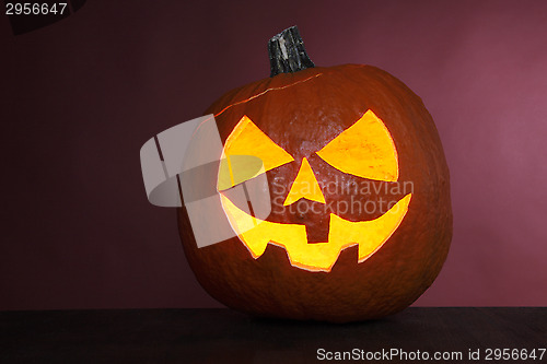 Image of Pumpkin on red background for Halloween
