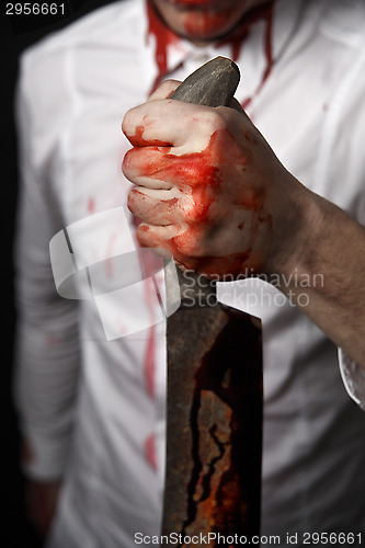 Image of Psychopath with bloody knive