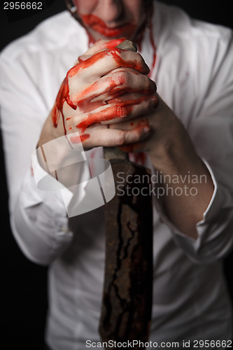 Image of Psychopath with bloody knive