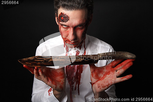 Image of Psychopath with bloody knive