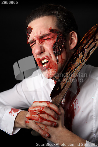 Image of Psychopath with bloody knive