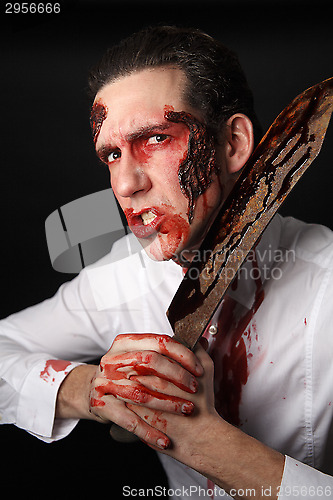 Image of Psychopath with bloody knive