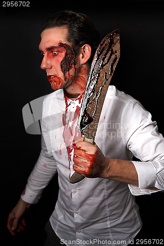 Image of Psychopath with bloody knive