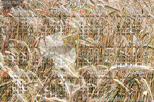 Image of calendar for 2015 year on the field of wheat