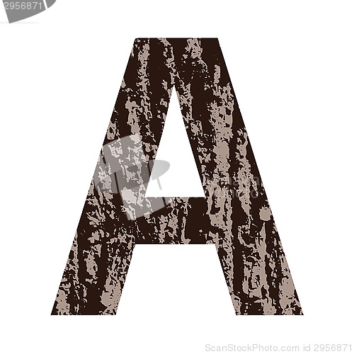 Image of letter A made from oak bark