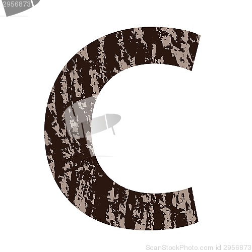 Image of letter C made from oak bark