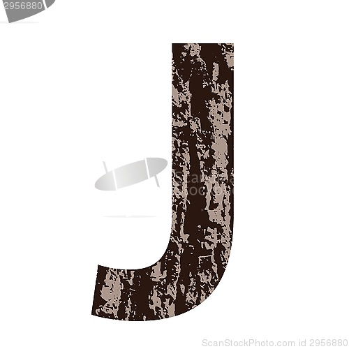 Image of letter J made from oak bark