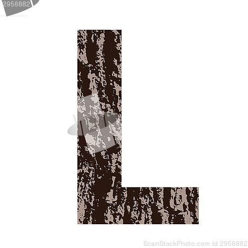 Image of letter L made from oak bark