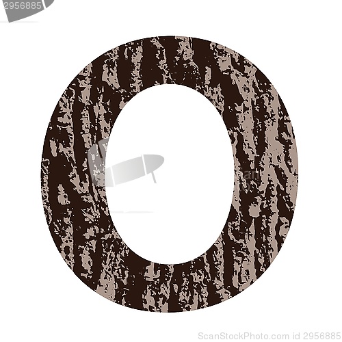 Image of letter O made from oak bark