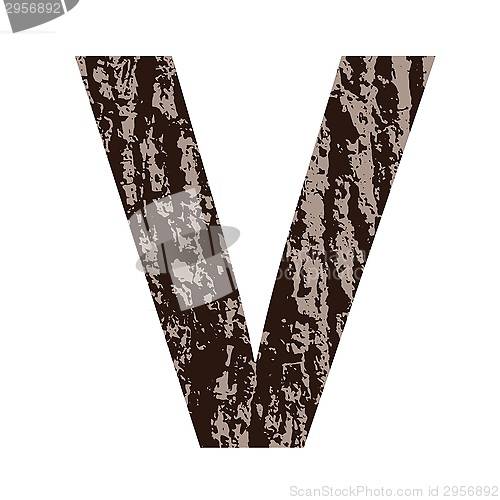 Image of letter V made from oak bark