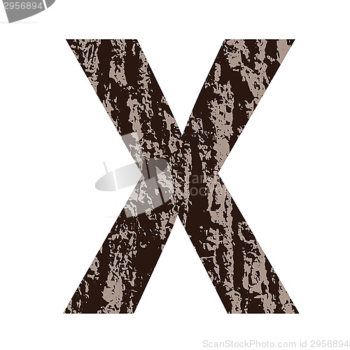 Image of letter X made from oak bark