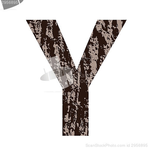 Image of letter Y made from oak bark