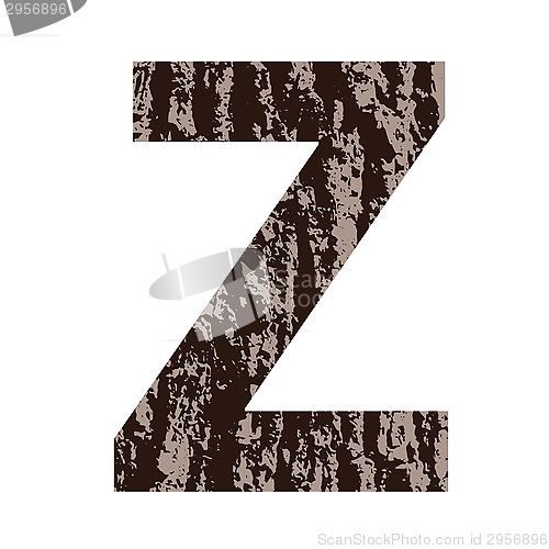 Image of letter Z made from oak bark