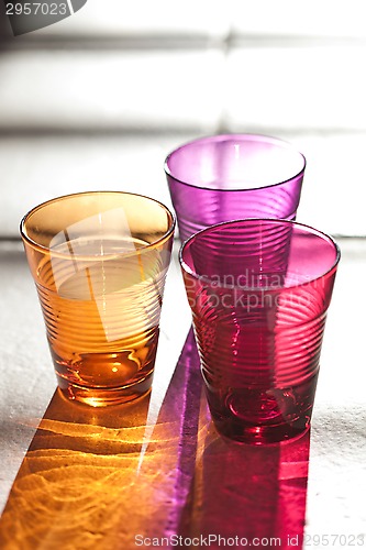 Image of three color drink glasses 