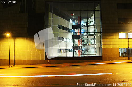 Image of office building in the center of Helsinki at night