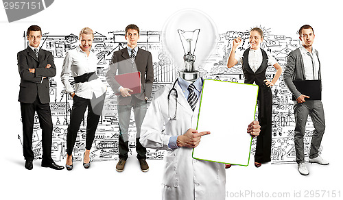 Image of Business Team With Lamp Head Doctor